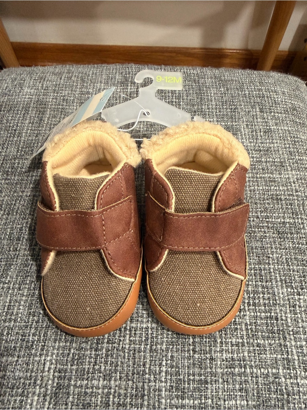 Cat & Jack Brown Faux-Suede & Canvas Baby Walker Shoes
